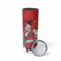 Albania Santa Christmas Skinny Tumbler Christmas Albanian Eagle Flag Style - Wonder Print Shop