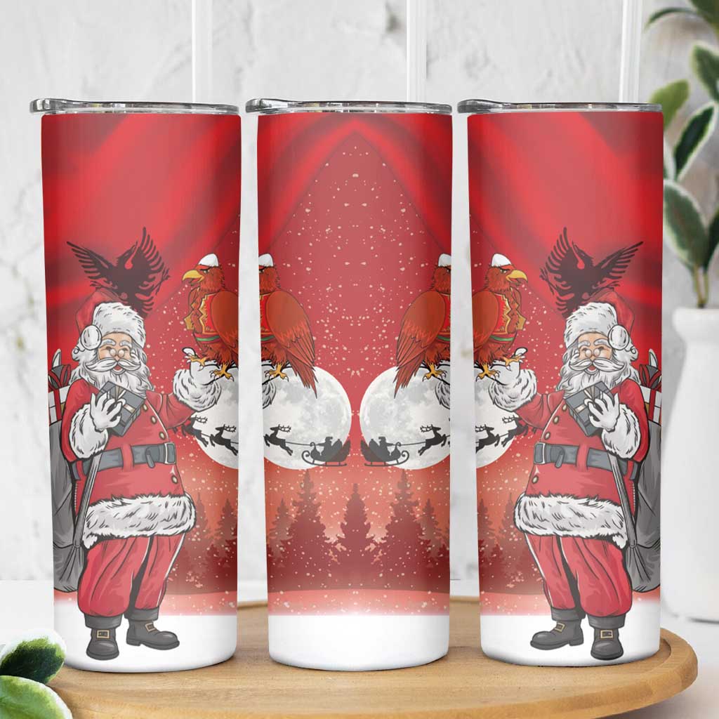 Albania Santa Christmas Skinny Tumbler Christmas Albanian Eagle Flag Style - Wonder Print Shop
