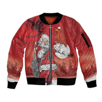 Albania Santa Christmas Sleeve Zip Bomber Jacket Christmas Albanian Eagle Flag Style - Wonder Print Shop