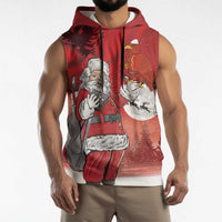 Albania Santa Christmas Sleeveless Hoodie Christmas Albanian Eagle Flag Style - Wonder Print Shop