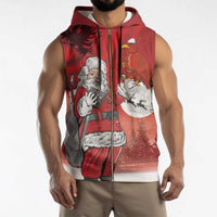 Albania Santa Christmas Sleeveless Zip Hoodie Christmas Albanian Eagle Flag Style - Wonder Print Shop