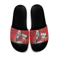 Albania Santa Christmas Slide Sandals Christmas Albanian Eagle Flag Style - Wonder Print Shop