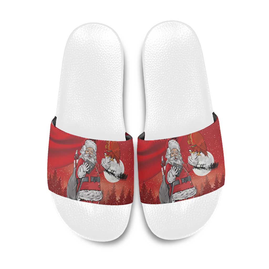 Albania Santa Christmas Slide Sandals Christmas Albanian Eagle Flag Style - Wonder Print Shop