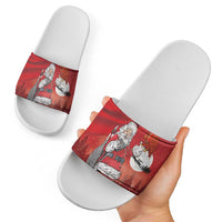 Albania Santa Christmas Slide Sandals Christmas Albanian Eagle Flag Style - Wonder Print Shop