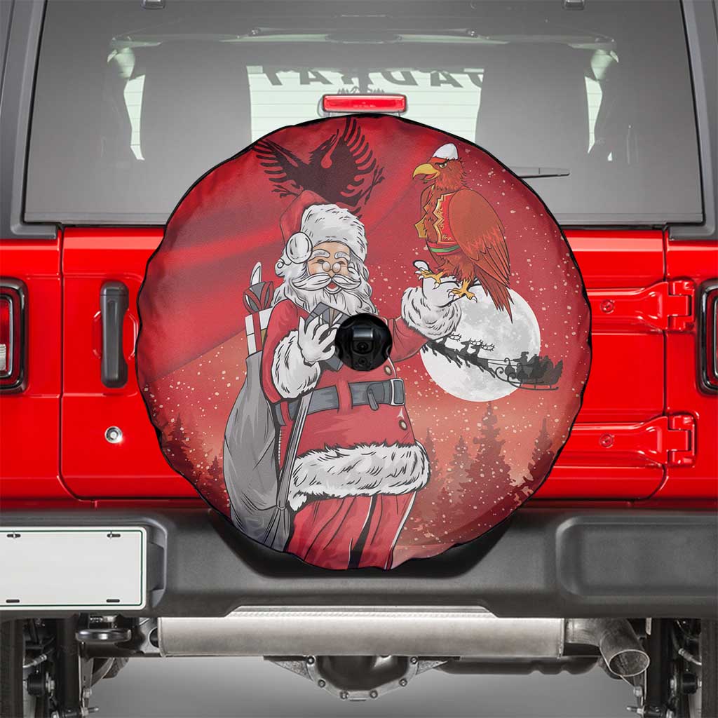 Albania Santa Christmas Spare Tire Cover Christmas Albanian Eagle Flag Style - Wonder Print Shop