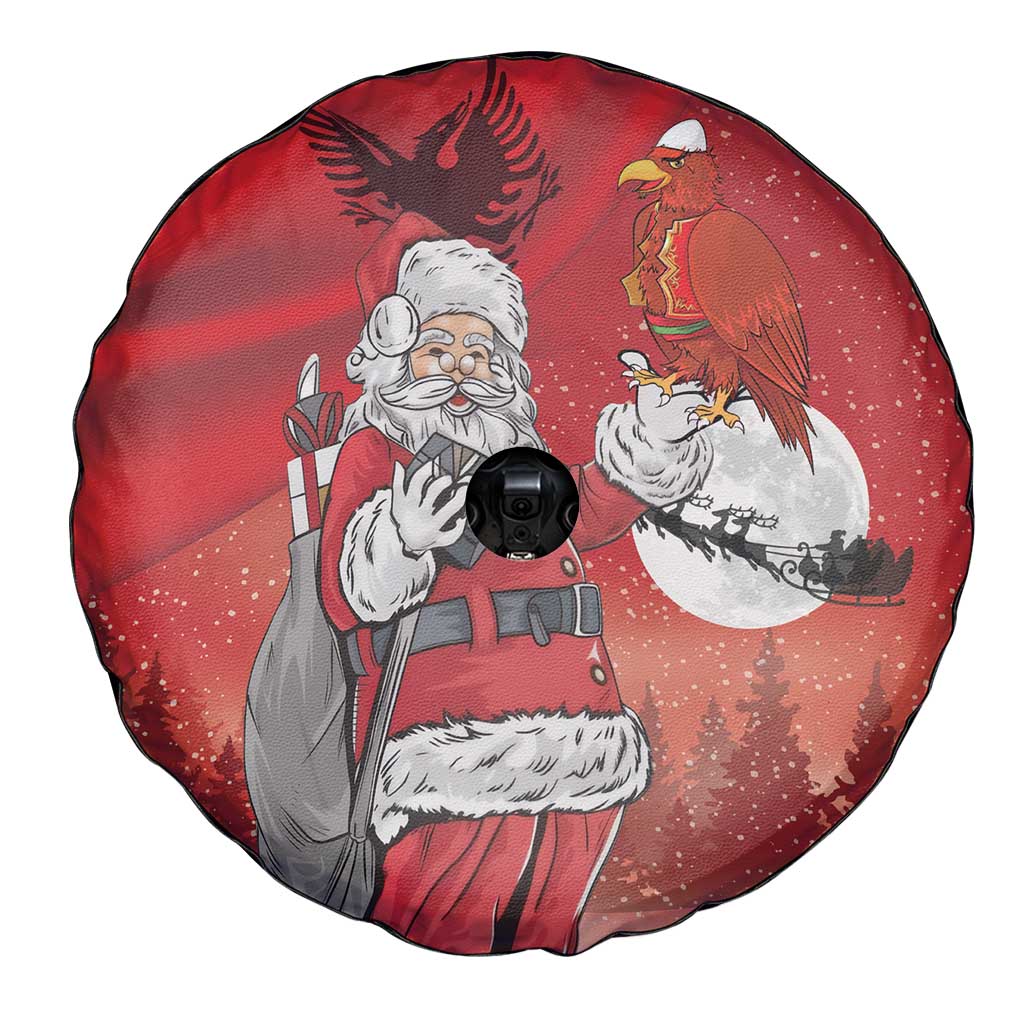 Albania Santa Christmas Spare Tire Cover Christmas Albanian Eagle Flag Style - Wonder Print Shop