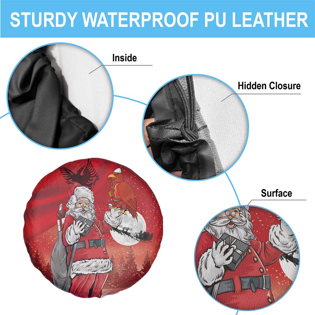 Albania Santa Christmas Spare Tire Cover Christmas Albanian Eagle Flag Style - Wonder Print Shop