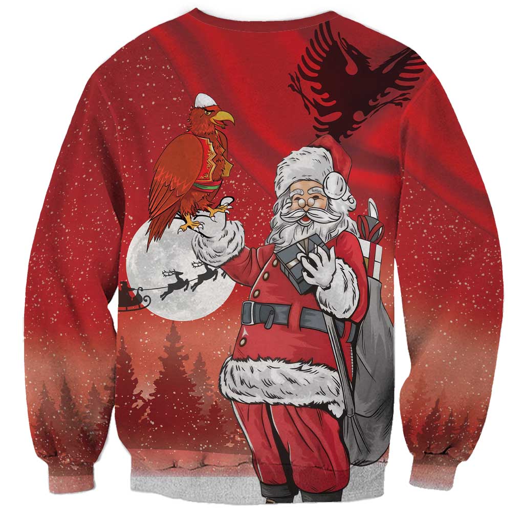 Albania Santa Christmas Sweatshirt Christmas Albanian Eagle Flag Style - Wonder Print Shop
