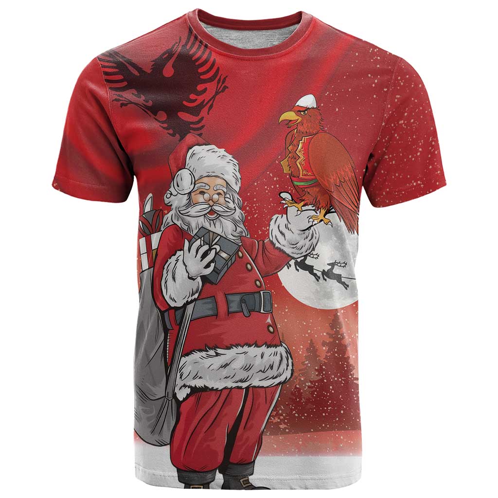 Albania Santa Christmas T Shirt Christmas Albanian Eagle Flag Style - Wonder Print Shop