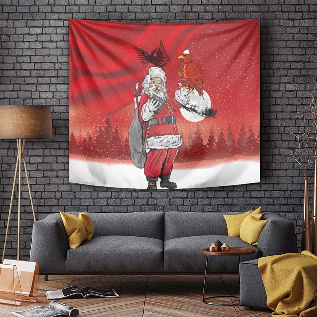 Albania Santa Christmas Tapestry Christmas Albanian Eagle Flag Style - Wonder Print Shop