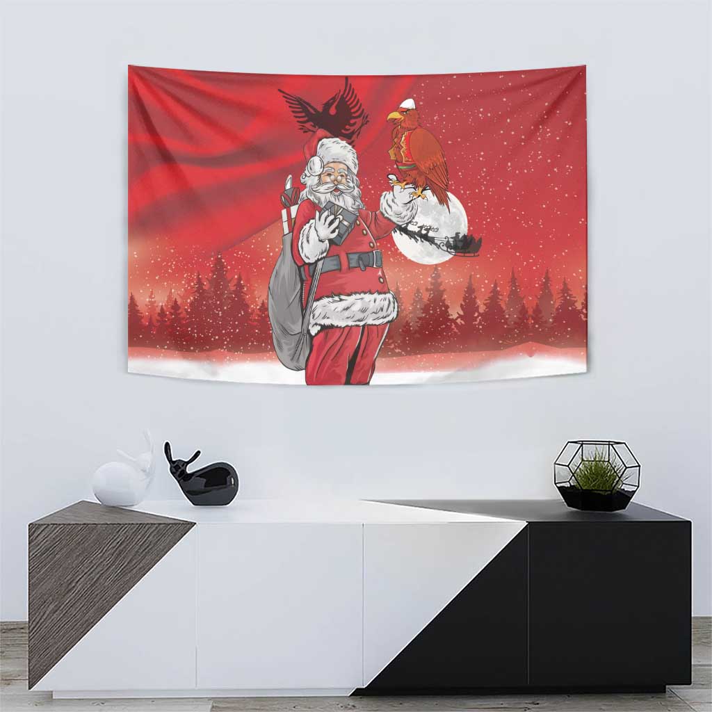 Albania Santa Christmas Tapestry Christmas Albanian Eagle Flag Style - Wonder Print Shop