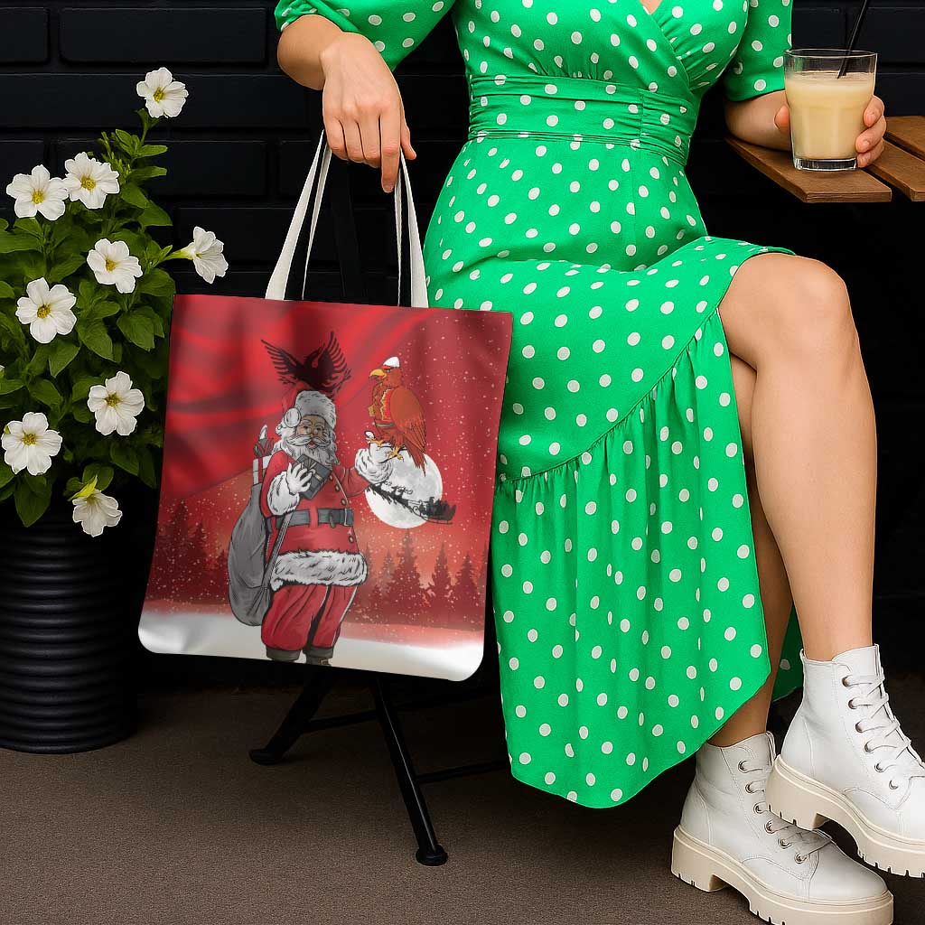 Albania Santa Christmas Tote Bag Christmas Albanian Eagle Flag Style - Wonder Print Shop
