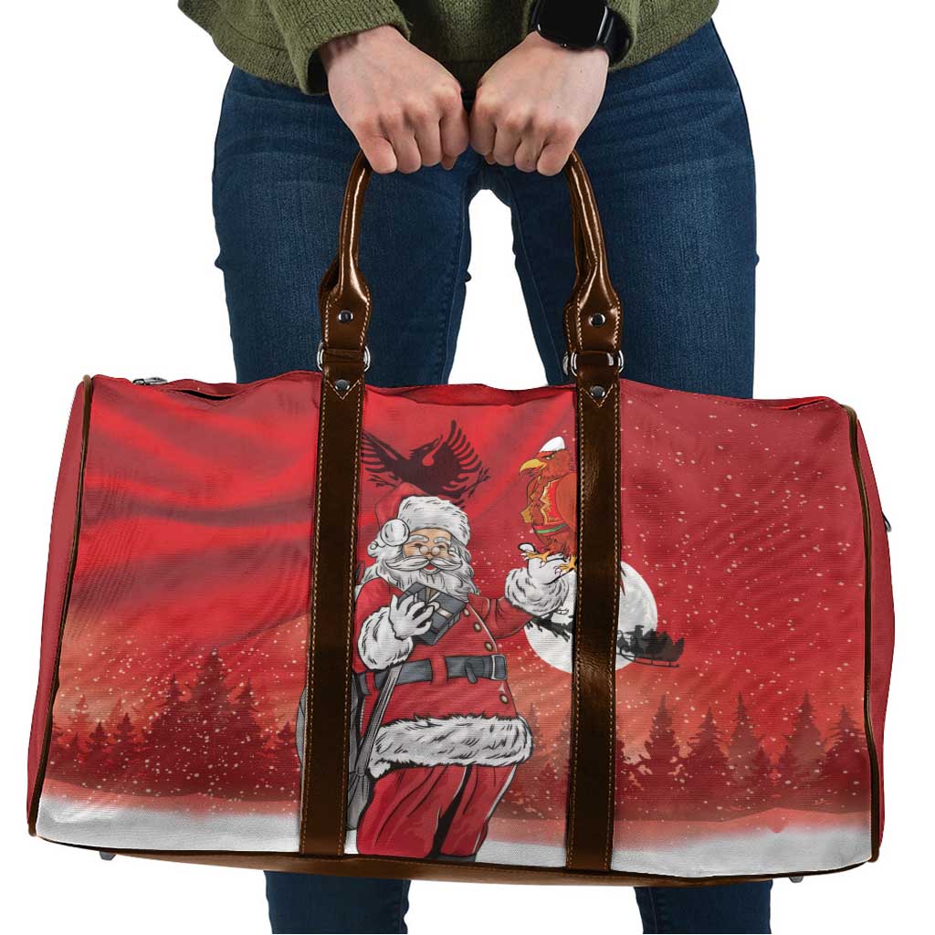 Albania Santa Christmas Travel Bag Christmas Albanian Eagle Flag Style - Wonder Print Shop