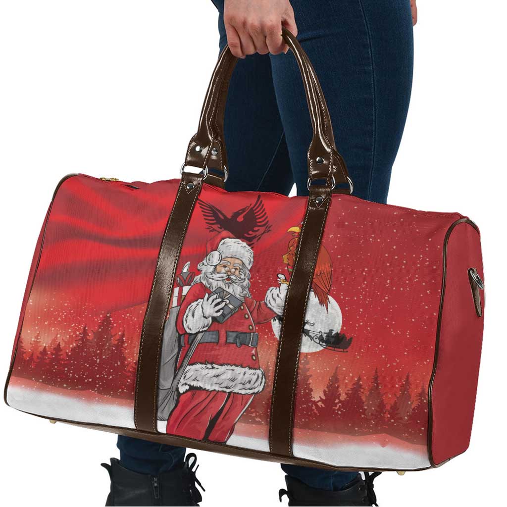 Albania Santa Christmas Travel Bag Christmas Albanian Eagle Flag Style - Wonder Print Shop