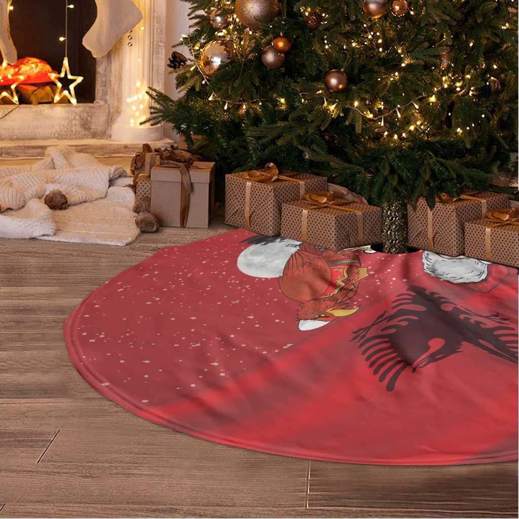Albania Santa Christmas Tree Skirt Christmas Albanian Eagle Flag Style - Wonder Print Shop