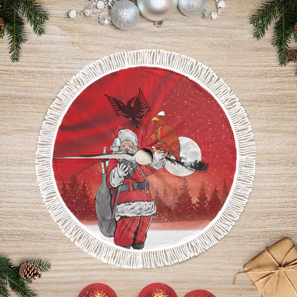 Albania Santa Christmas Tree Skirt Christmas Albanian Eagle Flag Style - Wonder Print Shop