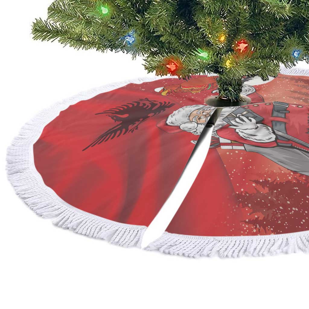 Albania Santa Christmas Tree Skirt Christmas Albanian Eagle Flag Style - Wonder Print Shop