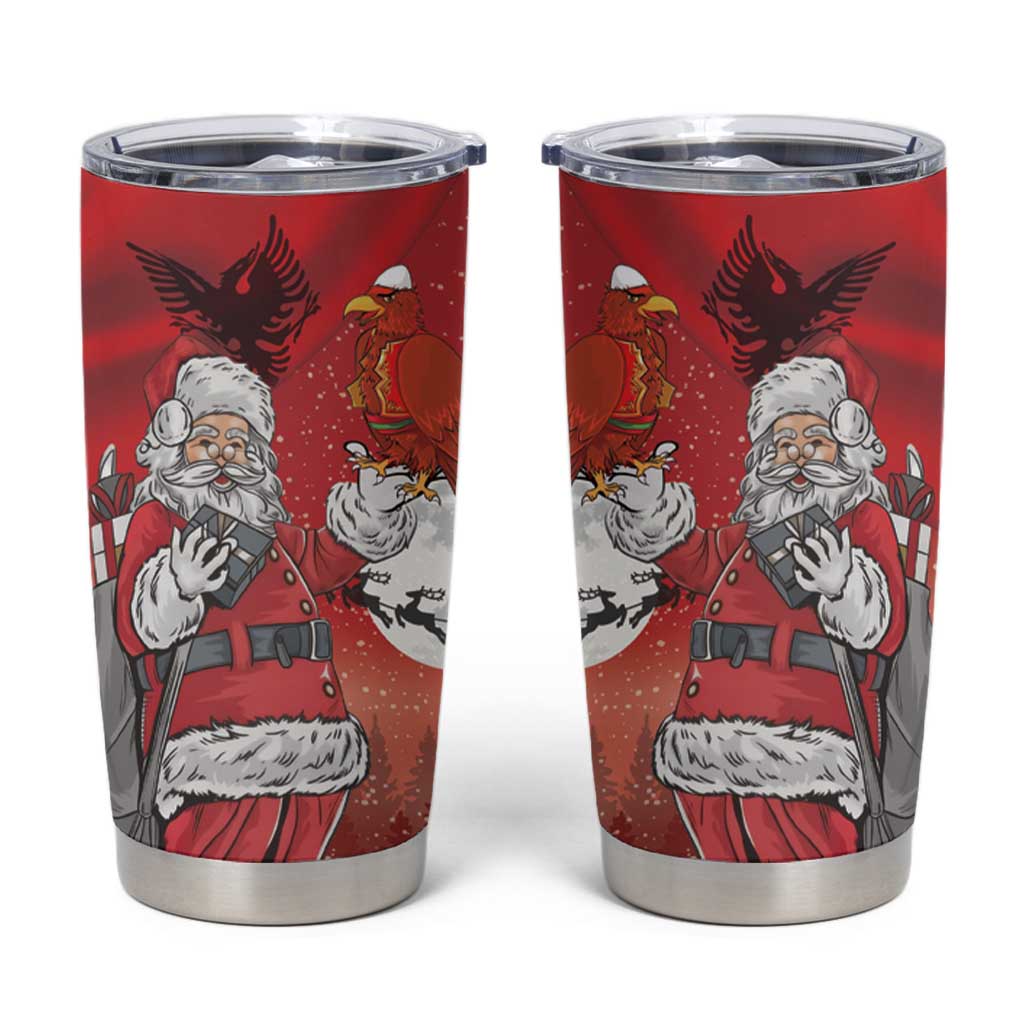 Albania Santa Christmas Tumbler Cup Christmas Albanian Eagle Flag Style - Wonder Print Shop