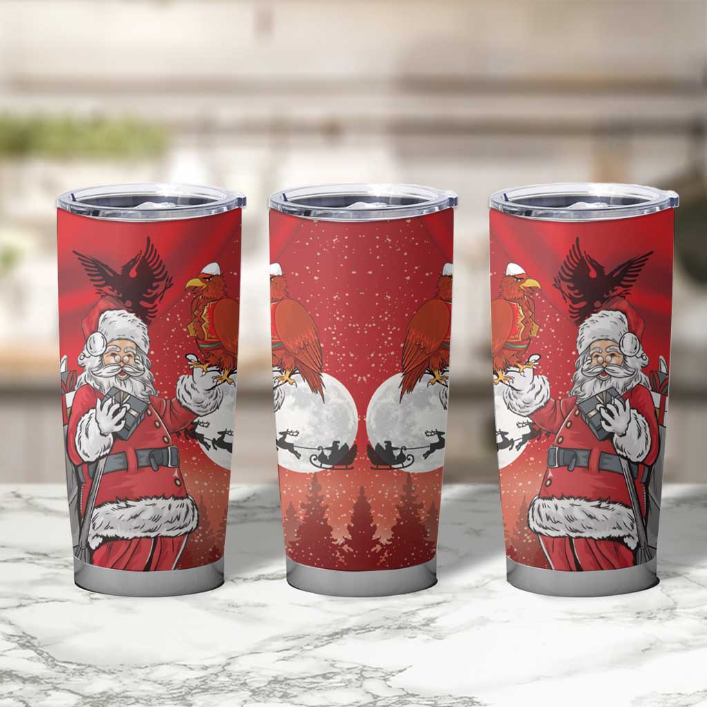 Albania Santa Christmas Tumbler Cup Christmas Albanian Eagle Flag Style - Wonder Print Shop