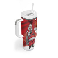 Albania Santa Christmas Tumbler With Handle Christmas Albanian Eagle Flag Style - Wonder Print Shop