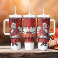 Albania Santa Christmas Tumbler With Handle Christmas Albanian Eagle Flag Style - Wonder Print Shop