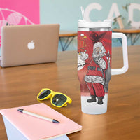 Albania Santa Christmas Tumbler With Handle Christmas Albanian Eagle Flag Style - Wonder Print Shop