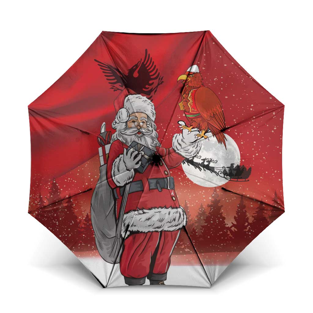 Albania Santa Christmas Umbrella Christmas Albanian Eagle Flag Style - Wonder Print Shop