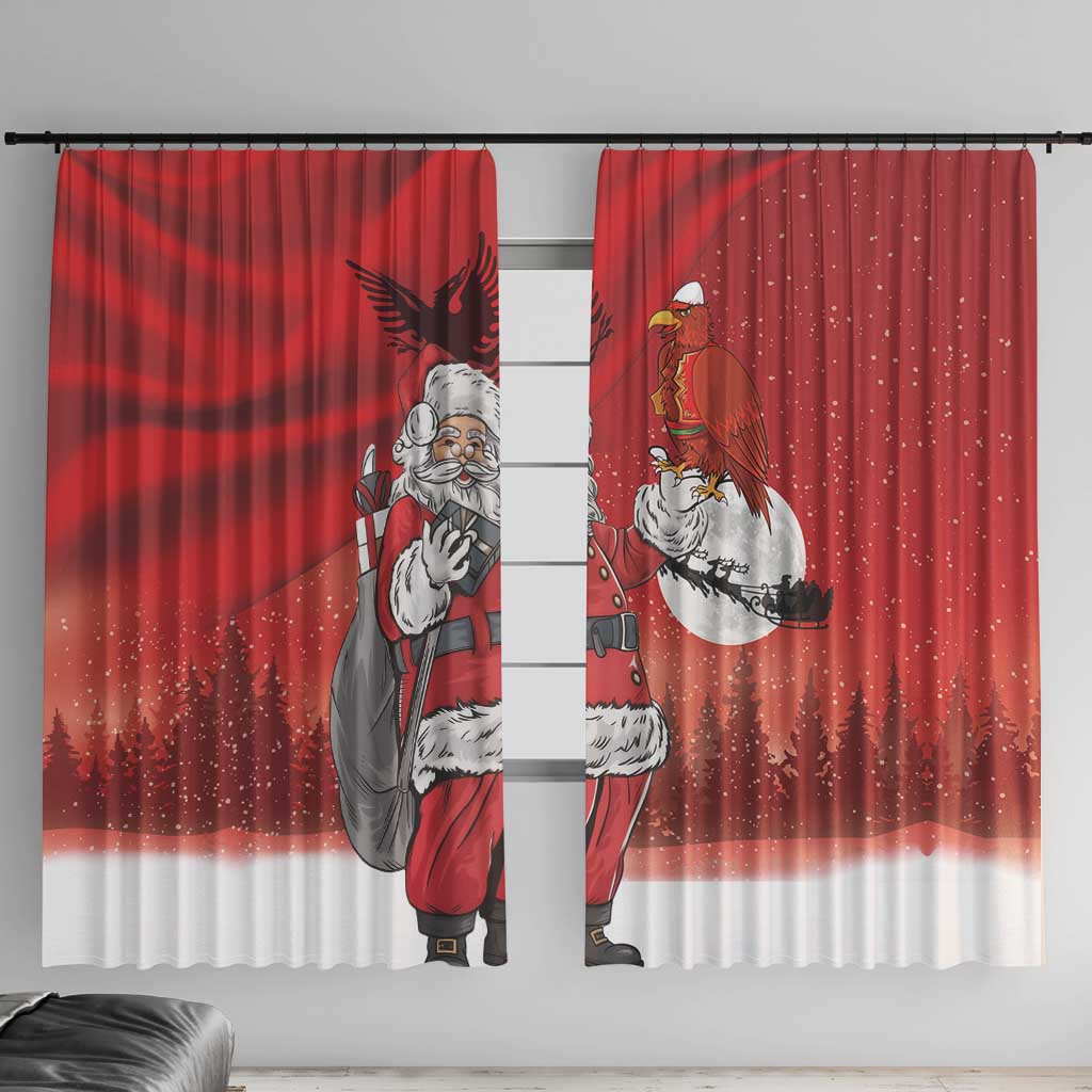 Albania Santa Christmas Window Curtain Christmas Albanian Eagle Flag Style - Wonder Print Shop