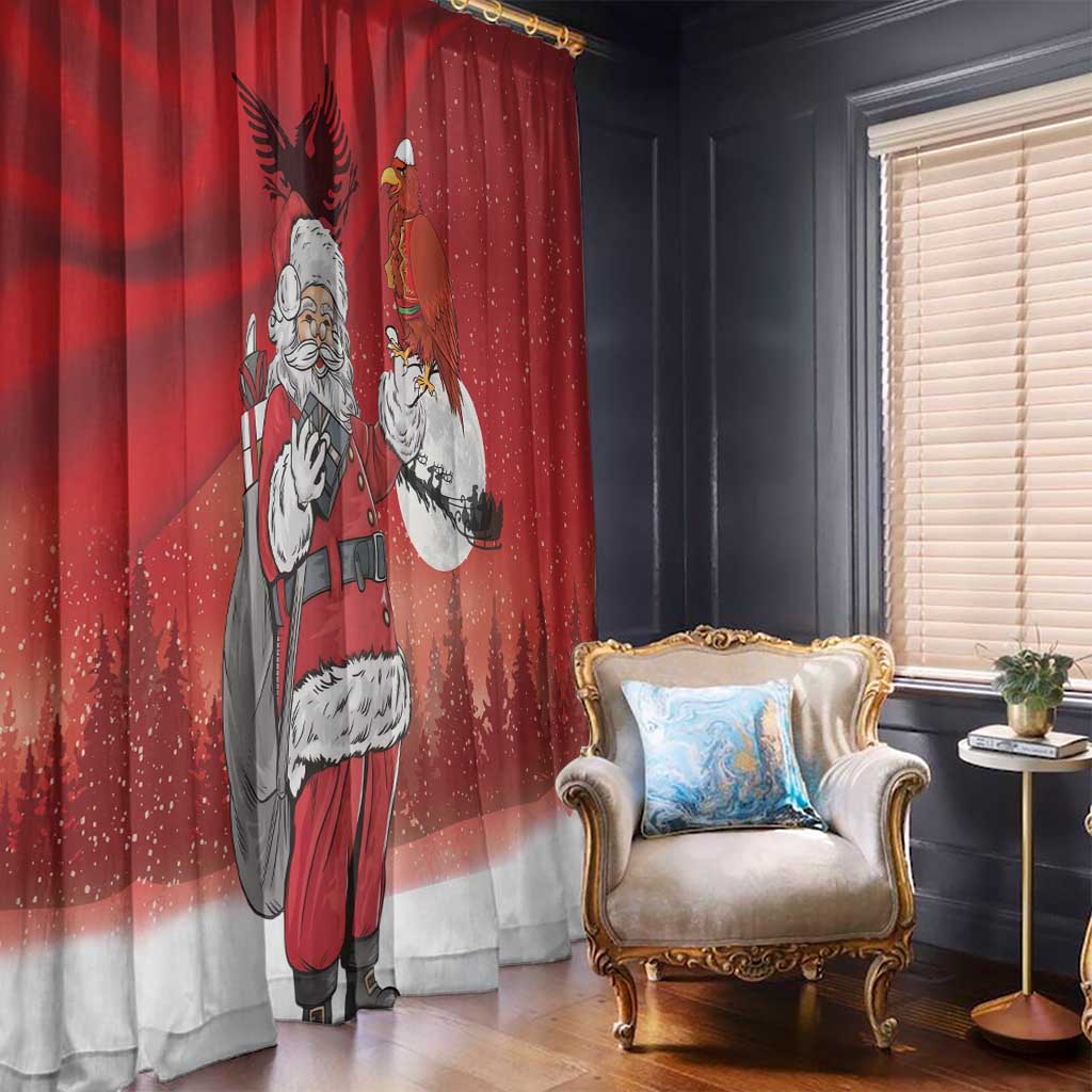 Albania Santa Christmas Window Curtain Christmas Albanian Eagle Flag Style - Wonder Print Shop