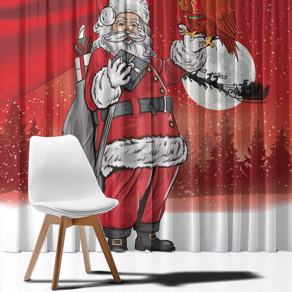 Albania Santa Christmas Window Curtain Christmas Albanian Eagle Flag Style - Wonder Print Shop
