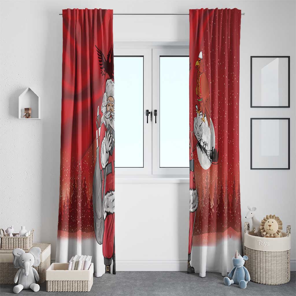 Albania Santa Christmas Window Curtain Christmas Albanian Eagle Flag Style - Wonder Print Shop