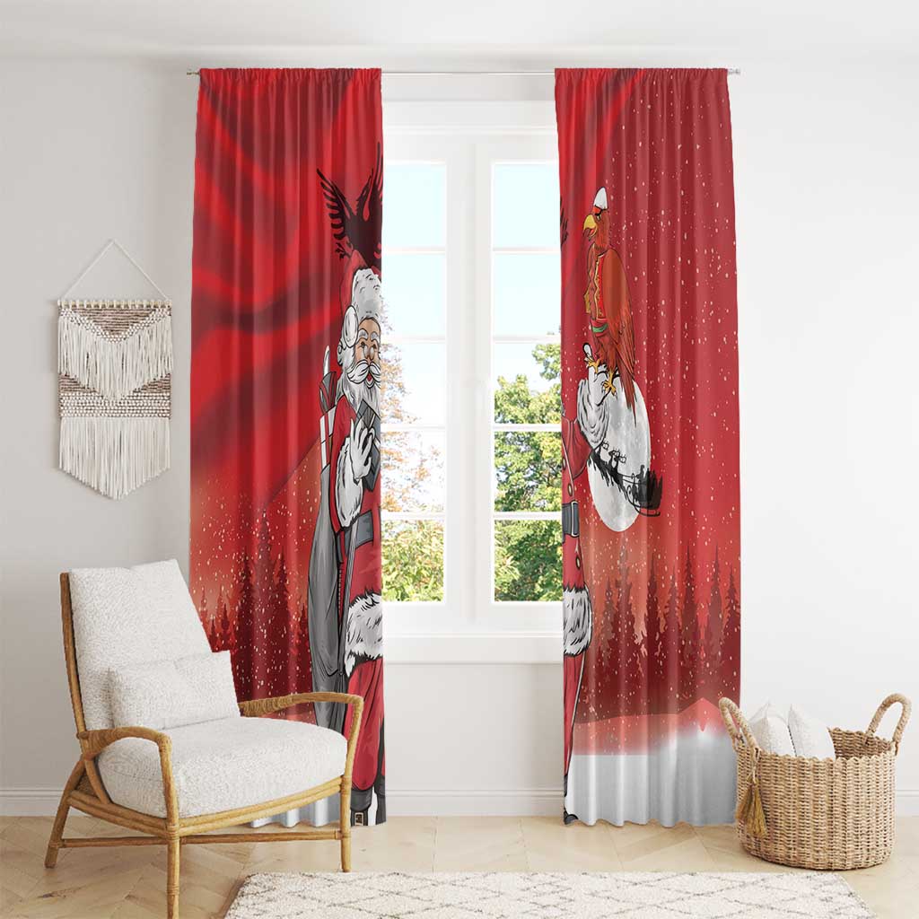 Albania Santa Christmas Window Curtain Christmas Albanian Eagle Flag Style - Wonder Print Shop