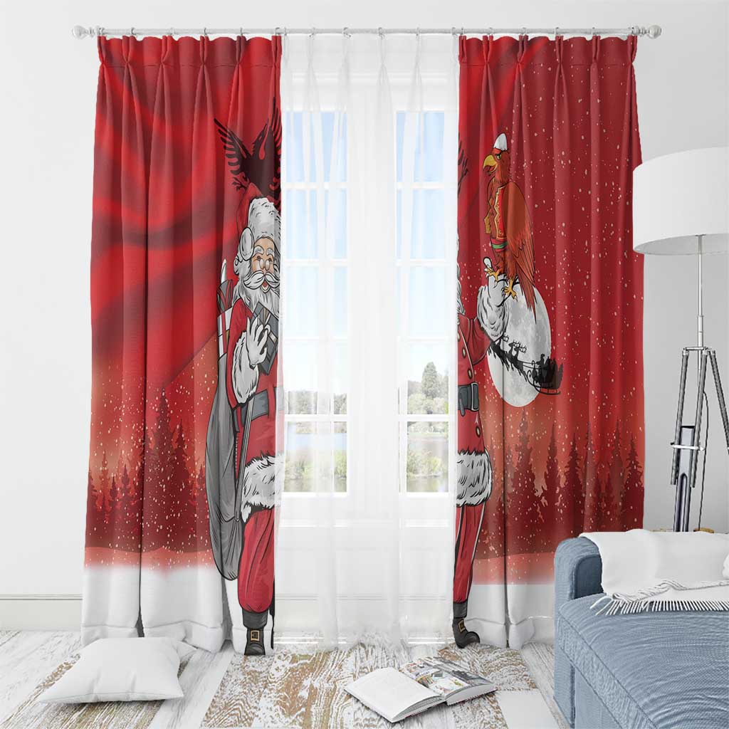 Albania Santa Christmas Window Curtain Christmas Albanian Eagle Flag Style - Wonder Print Shop