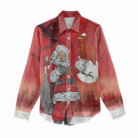 Albania Santa Christmas Women Casual Shirt Christmas Albanian Eagle Flag Style - Wonder Print Shop