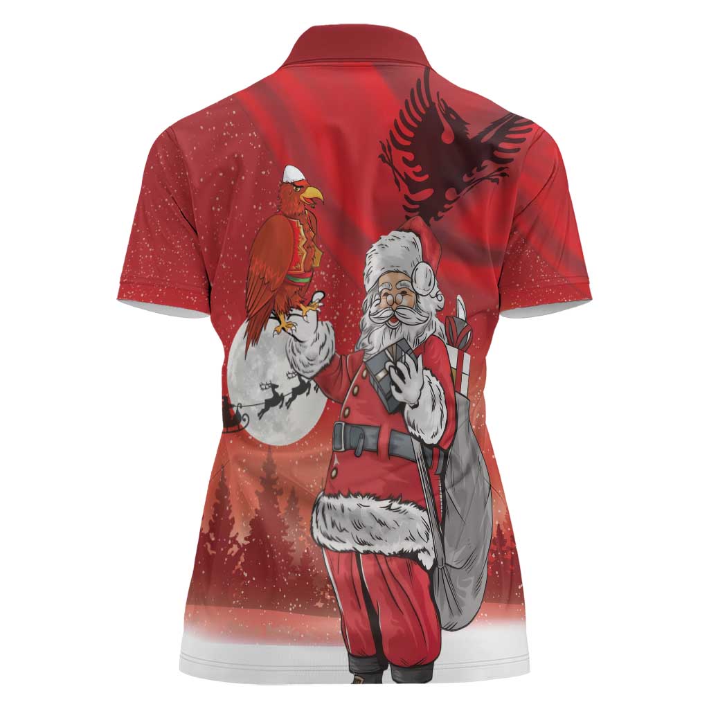 Albania Santa Christmas Women Polo Shirt Christmas Albanian Eagle Flag Style - Wonder Print Shop
