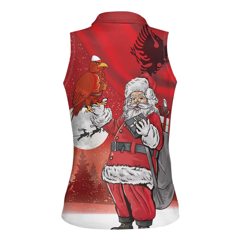 Albania Santa Christmas Women Sleeveless Polo Shirt Christmas Albanian Eagle Flag Style - Wonder Print Shop
