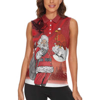 Albania Santa Christmas Women Sleeveless Polo Shirt Christmas Albanian Eagle Flag Style - Wonder Print Shop