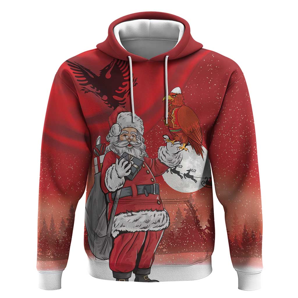 Albania Santa Christmas Zip Hoodie Christmas Albanian Eagle Flag Style - Wonder Print Shop