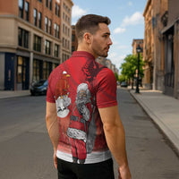 Albania Santa Christmas Zipper Polo Shirt Christmas Albanian Eagle Flag Style - Wonder Print Shop