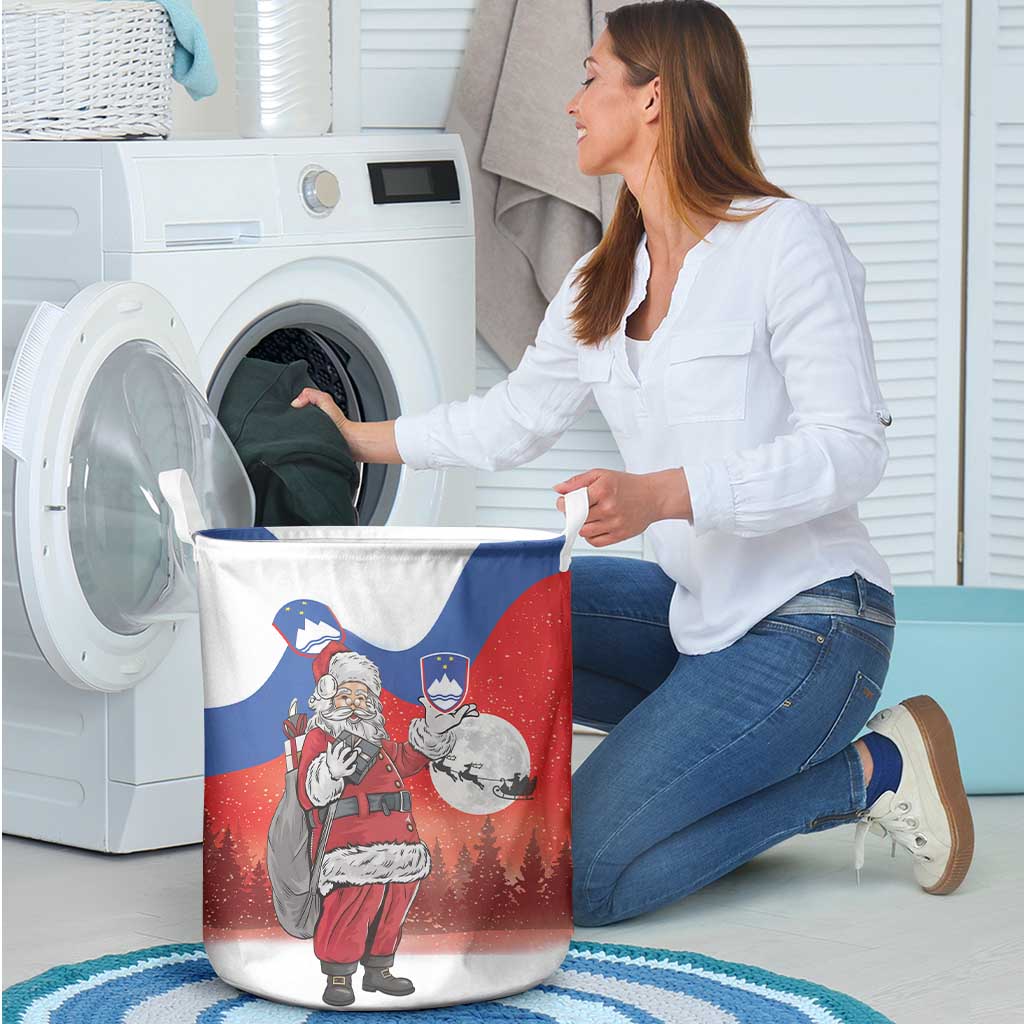 Slovenia Santa Christmas Laundry Basket Slovenija Vesel Bozic Flag Style - Wonder Print Shop
