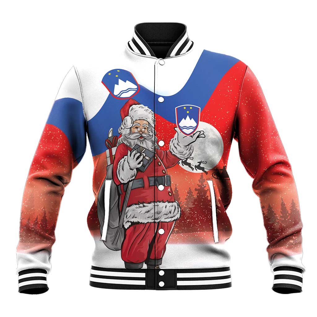 Slovenia Santa Christmas Baseball Jacket Slovenija Vesel Bozic Flag Style - Wonder Print Shop