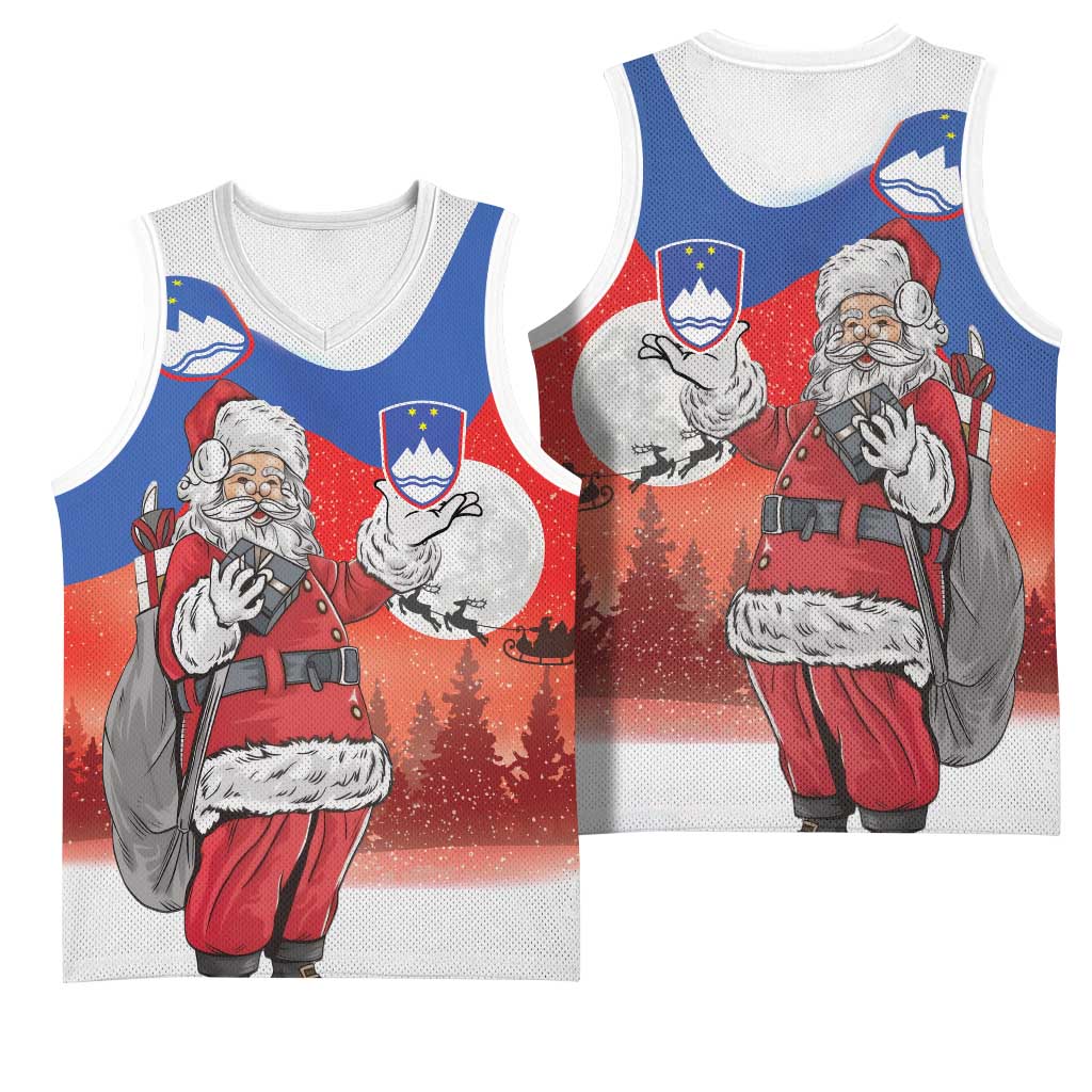 Slovenia Santa Christmas Basketball Jersey Slovenija Vesel Bozic Flag Style - Wonder Print Shop