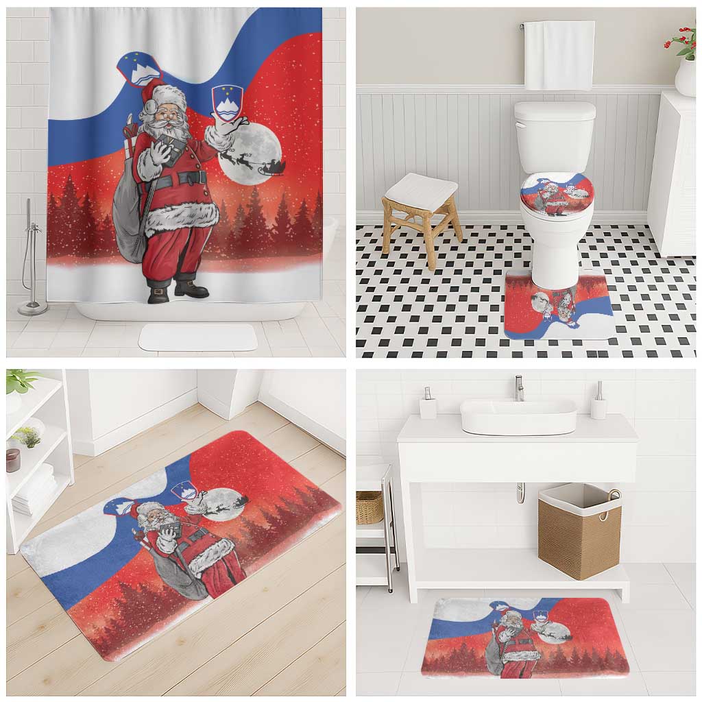 Slovenia Santa Christmas Bathroom Set Slovenija Vesel Bozic Flag Style - Wonder Print Shop