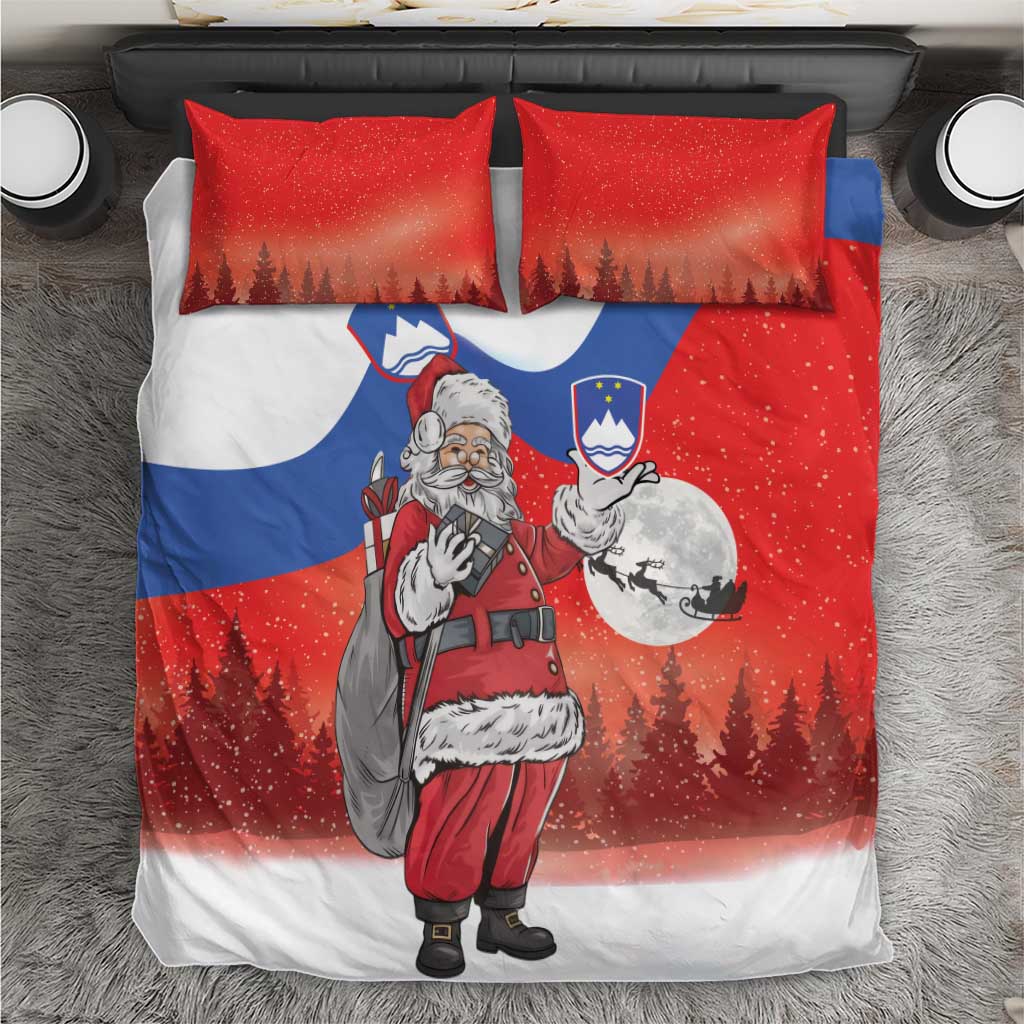 Slovenia Santa Christmas Bedding Set Slovenija Vesel Bozic Flag Style - Wonder Print Shop