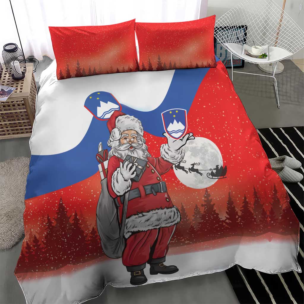 Slovenia Santa Christmas Bedding Set Slovenija Vesel Bozic Flag Style - Wonder Print Shop