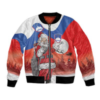 Slovenia Santa Christmas Bomber Jacket Slovenija Vesel Bozic Flag Style - Wonder Print Shop