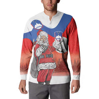 Slovenia Santa Christmas Button Sweatshirt Slovenija Vesel Bozic Flag Style - Wonder Print Shop