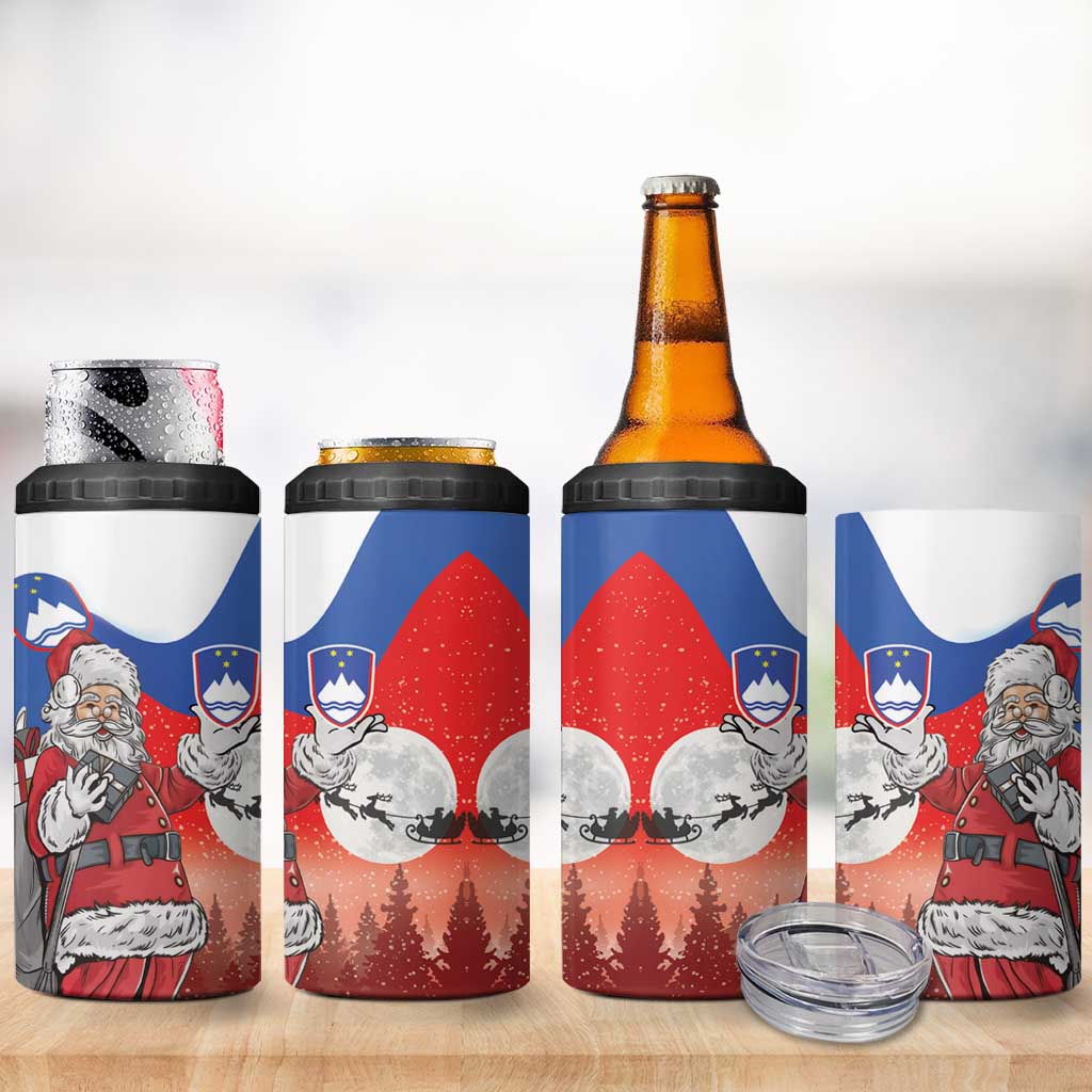 Slovenia Santa Christmas 4 in 1 Can Cooler Tumbler Slovenija Vesel Bozic Flag Style - Wonder Print Shop