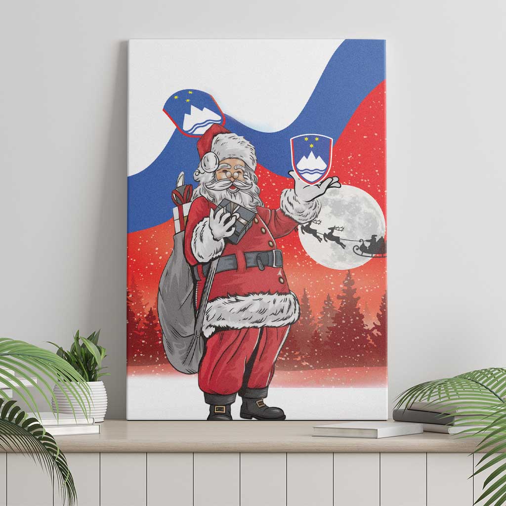Slovenia Santa Christmas Canvas Wall Art Slovenija Vesel Bozic Flag Style - Wonder Print Shop