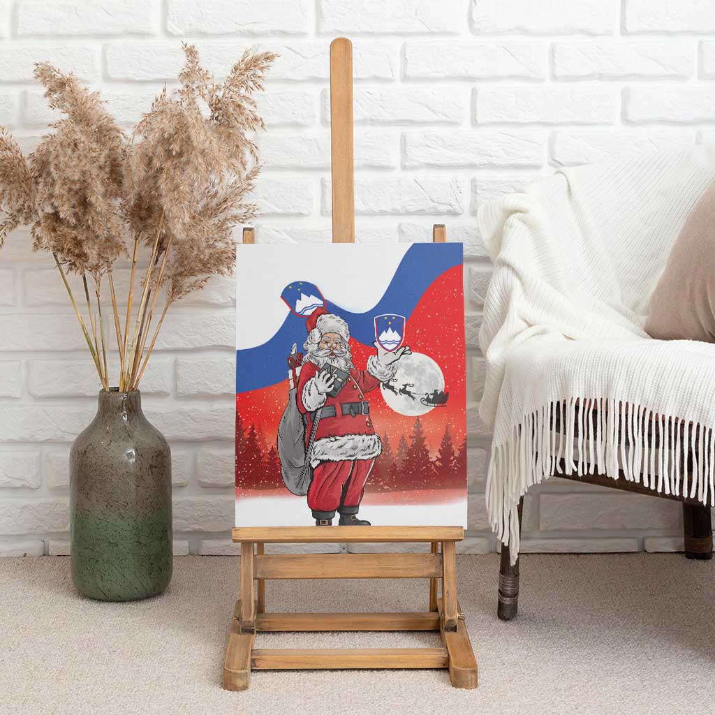 Slovenia Santa Christmas Canvas Wall Art Slovenija Vesel Bozic Flag Style - Wonder Print Shop